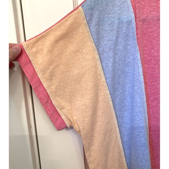 Lovely Melody Playful Pastel Top Vertical Color Blocking Patchwork L Soft Girl - Picture 2 of 13